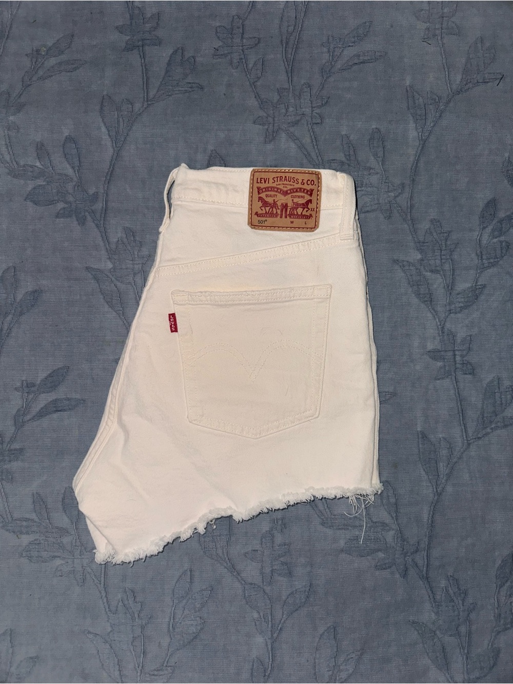 Levi's White Frayed Denim Cutoff Shorts